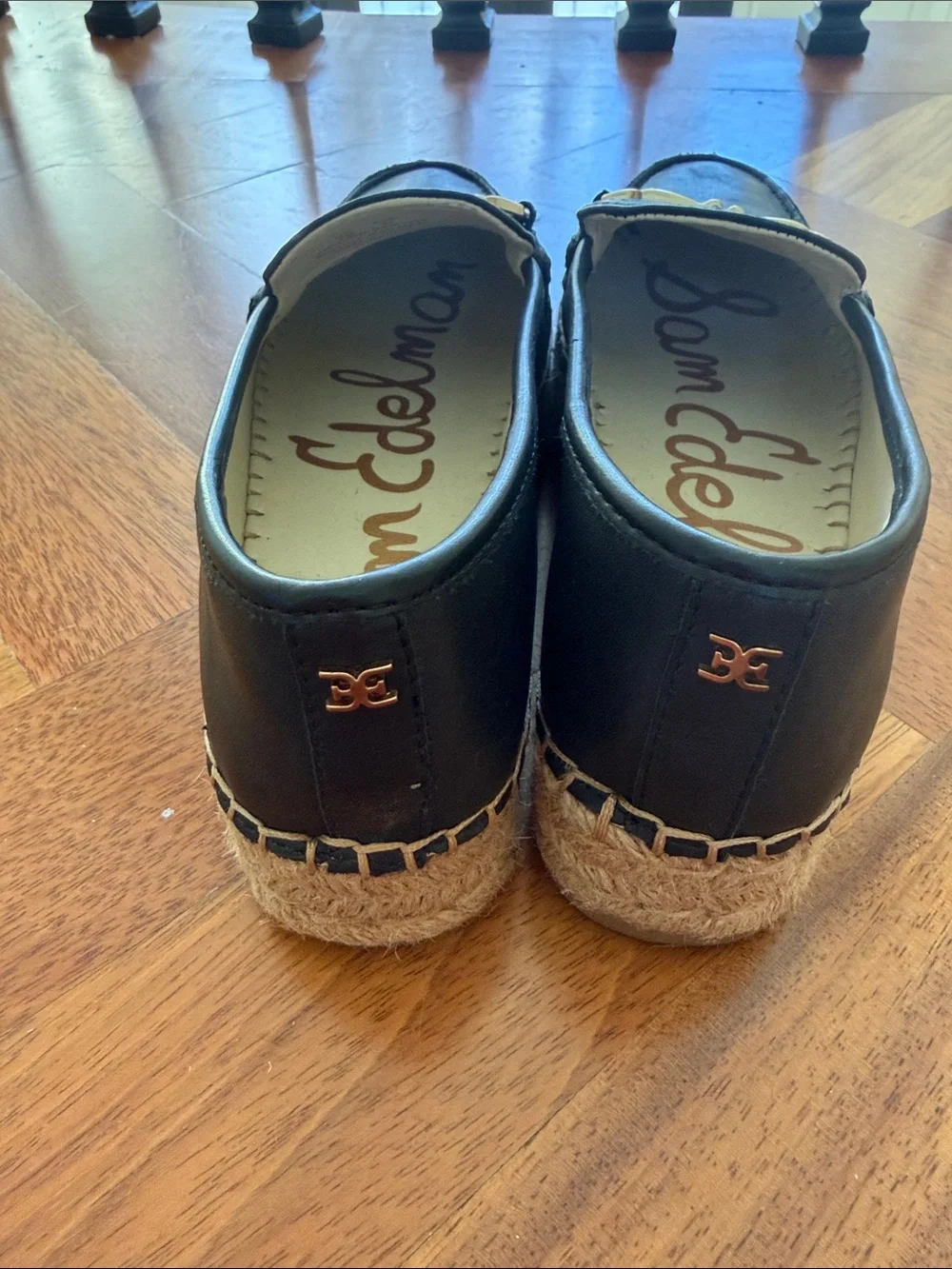 Sam Edelman Corrin black leather platform espadrille loafers
